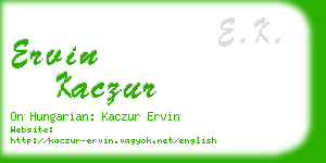 ervin kaczur business card